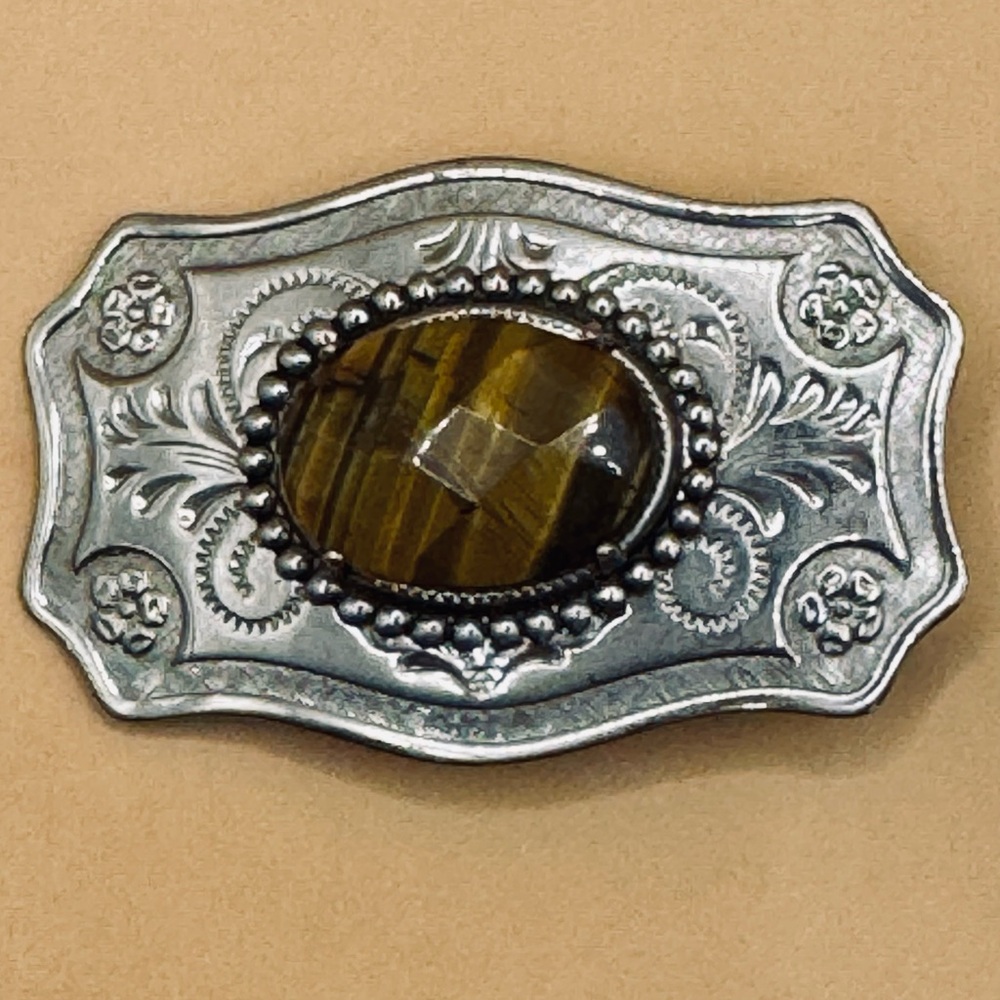 **3/$20** Silver and Tiger’s Eye Decorative Belt Buckle